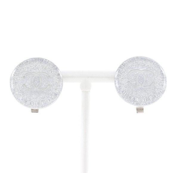 CHANEL COCO Mark Earring Silver plastic Women - Picture 1 of 6